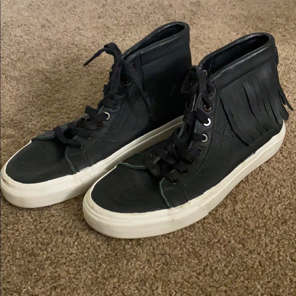 Tassle Black Leather Vans